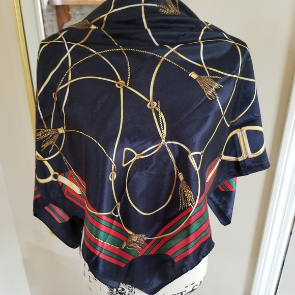 Satin Scarf Blue And Red Color 34 × 34 Inches..... - Picture 2 of 9